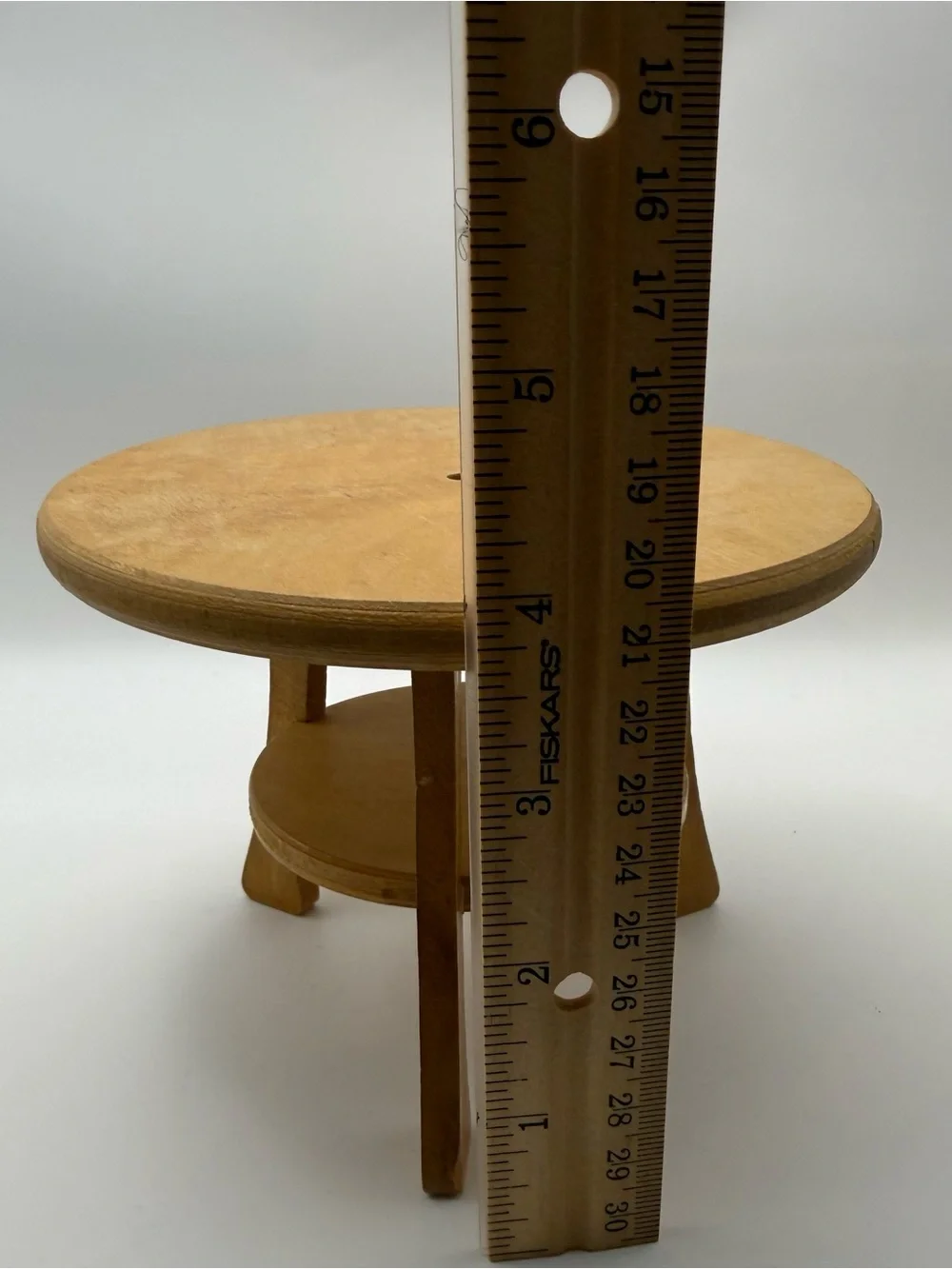Vintage Strombecker Round Wood Patio Umbrella Table Outdoor Doll House 1950s MCM